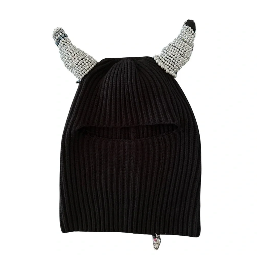 Swarovski / pearl horned  Balaclava